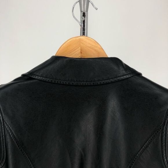 Free People Faux Leather Moto Jacket Zip Up Black - Picture 10 of 15